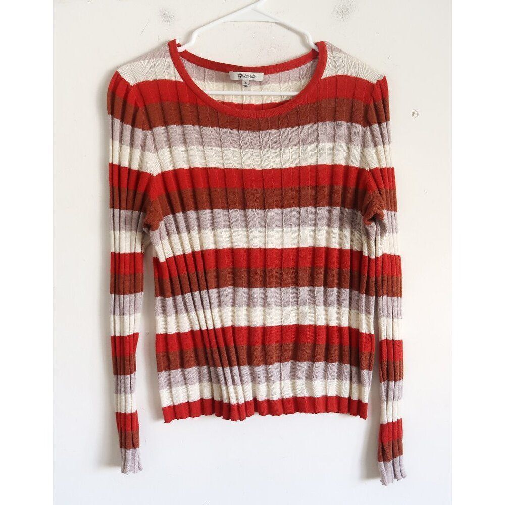 Madewell Striped Ribbed Long Sleeve Shirt -Size Large